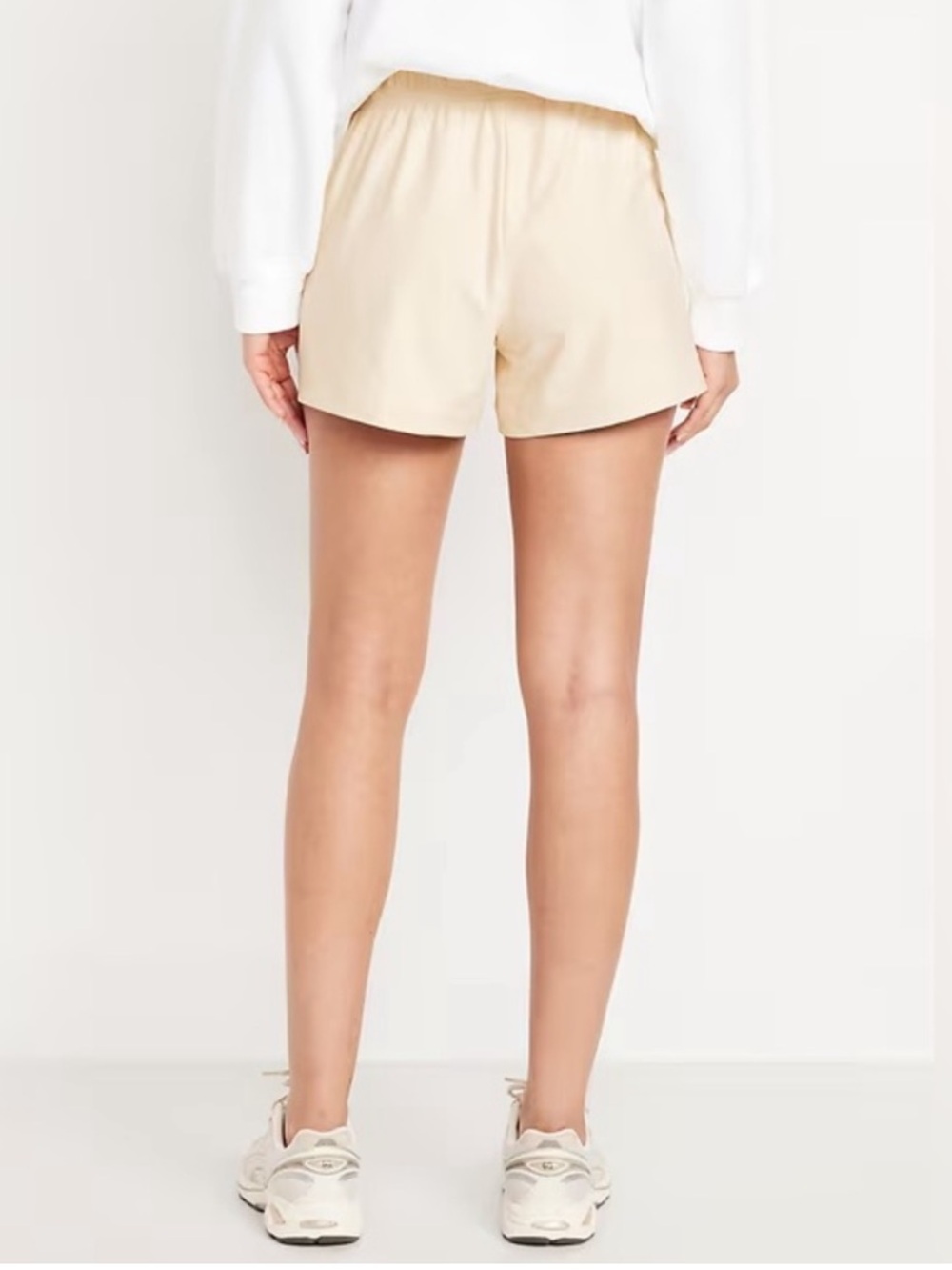 Women’s Cream Drawstring Shorts - Picture 2 of 5